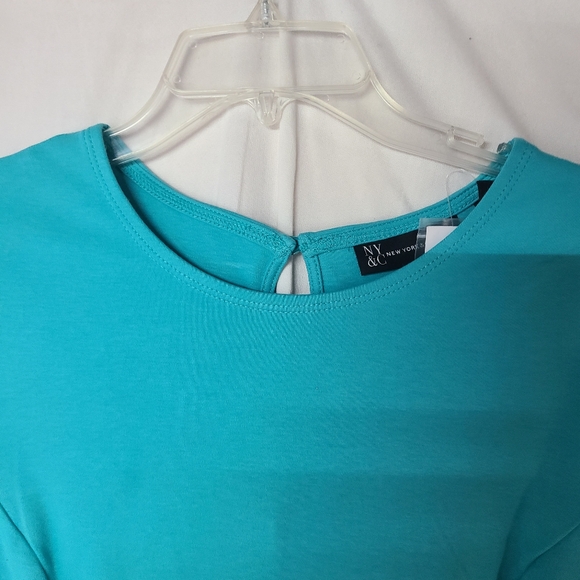 NWT New York & Company Aqua, White And Black Fit and Flare Mini Dress SZ Small. - Picture 5 of 9